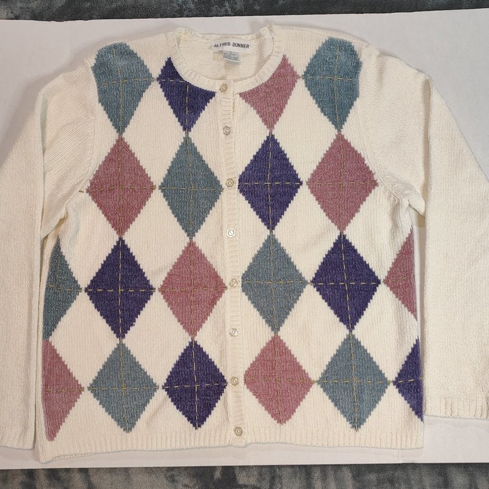 90's Argyle Alfred Dunner Vintage Sweater/Cardigan